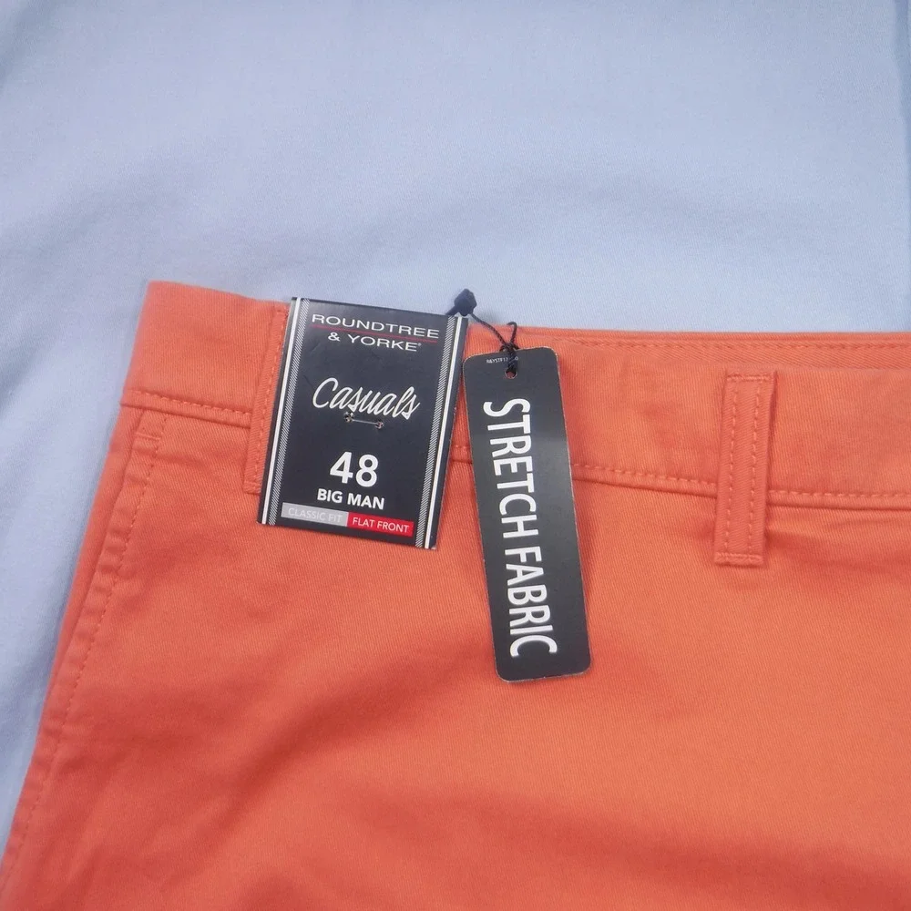 Roundtree‎ & Yorke Mens 48 Shorts Lot 2 Classic Fit Flat Front Chino Stretch New